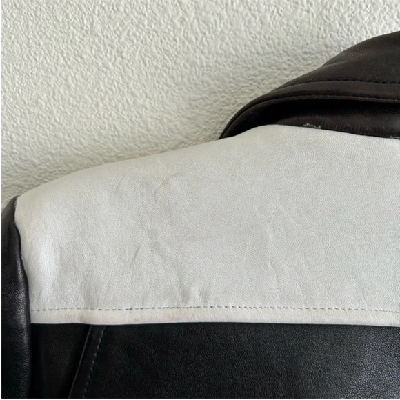 IRO Scottsdale Lamb Leather Moto Jacket Black & White - Picture 11 of 11